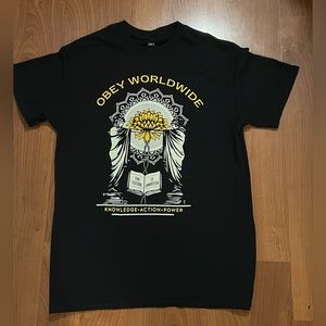 OBEY WORLDWIDE Black and yellow  woman’s  Iconic Graphic T - shirt